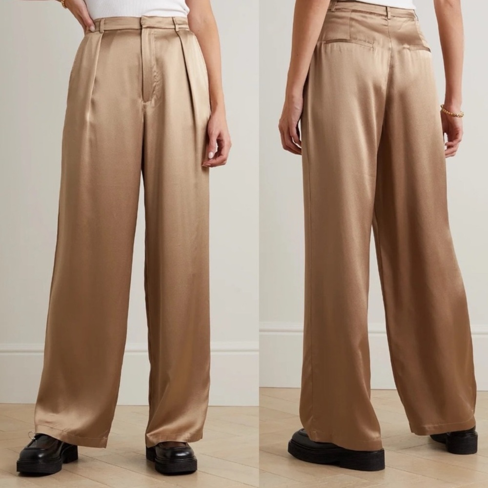Reformation Willa Trousers Silk Pants Croissant Tan Size 2 - Picture 1 of 4